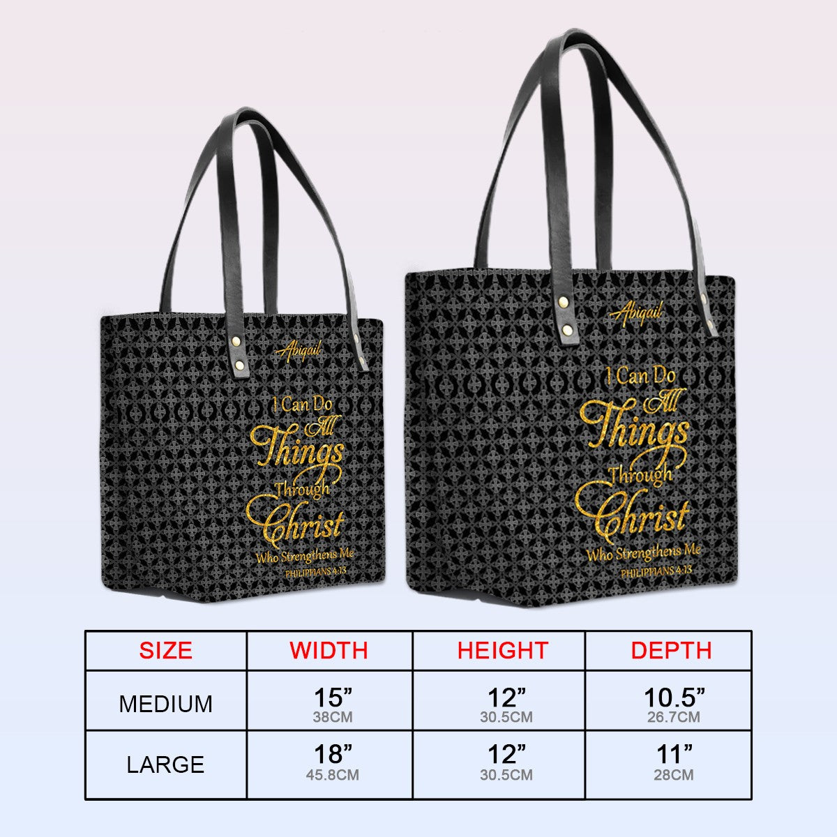 Personalized Leather Tote Bag – Luxury Christian Tote with Custom Name, Bible Verse, Gift for Women | CHRISTIANARTBAG