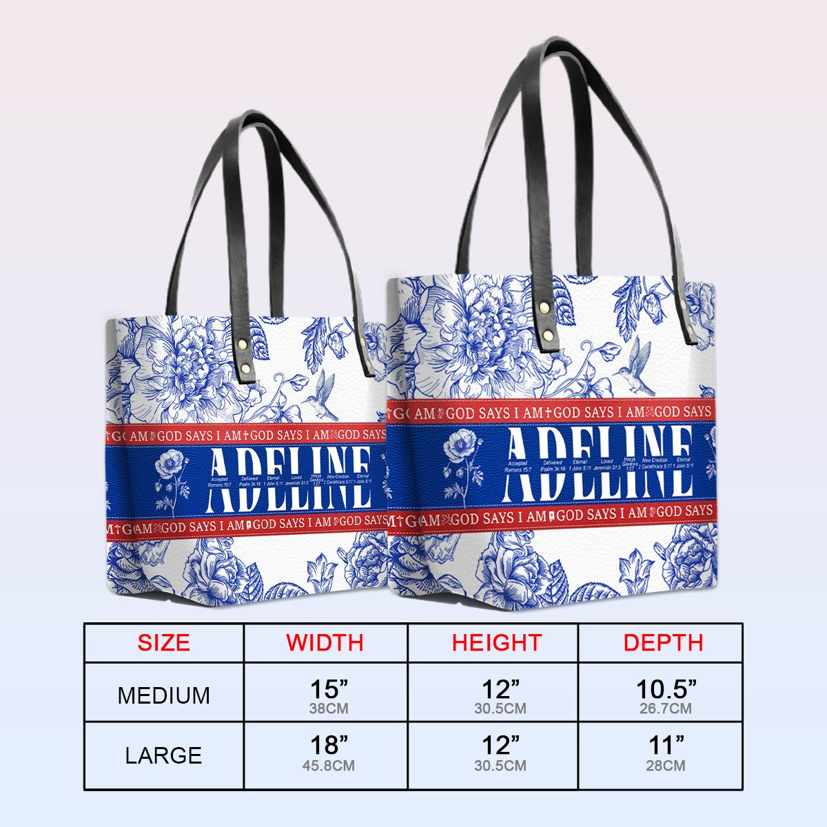 Personalized Leather Tote Bag Luxury – Custom Name, Bible Verses & Birth Flower | CHRISTIANARTBAG