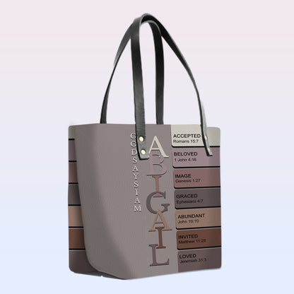 Uncover the sacred meaning of your name - Personalized Leather TOTE Bag Luxury – Free Clutch Purse Gift | CHRISTIANARTBAG CAB01052626