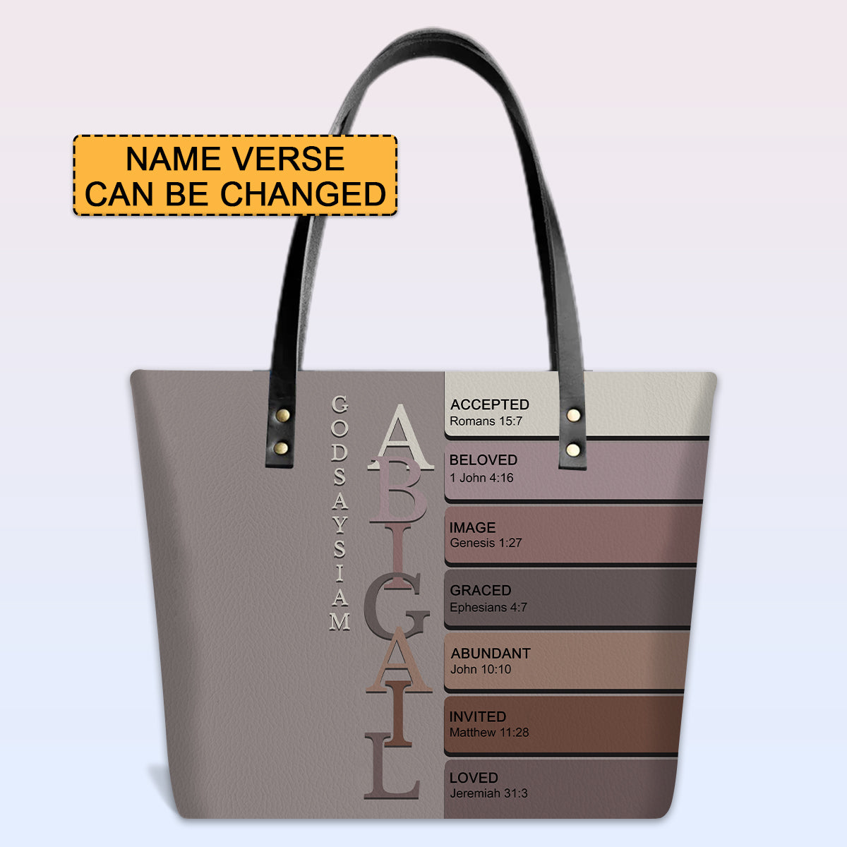 Uncover the sacred meaning of your name - Personalized Leather TOTE Bag Luxury – Free Clutch Purse Gift | CHRISTIANARTBAG CAB01052626