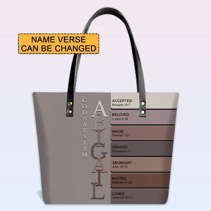 Uncover the sacred meaning of your name - Personalized Leather TOTE Bag Luxury – Free Clutch Purse Gift | CHRISTIANARTBAG CAB01052626