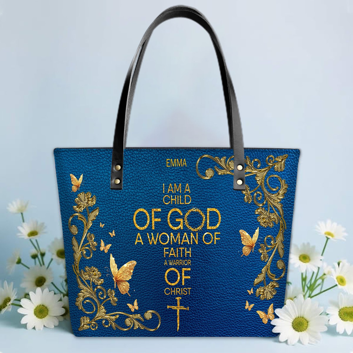 Personalized Leather Tote Bag with Bible Verses – Custom Faith-Inspired Leather TOTE Bag | CHRISTIANARTBAG CAB01040126