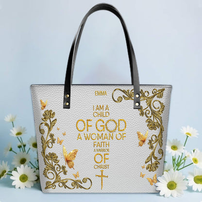Personalized Leather Tote Bag with Bible Verses – Custom Faith-Inspired Leather TOTE Bag | CHRISTIANARTBAG Leather TOTE Bag Navy CAB01122225