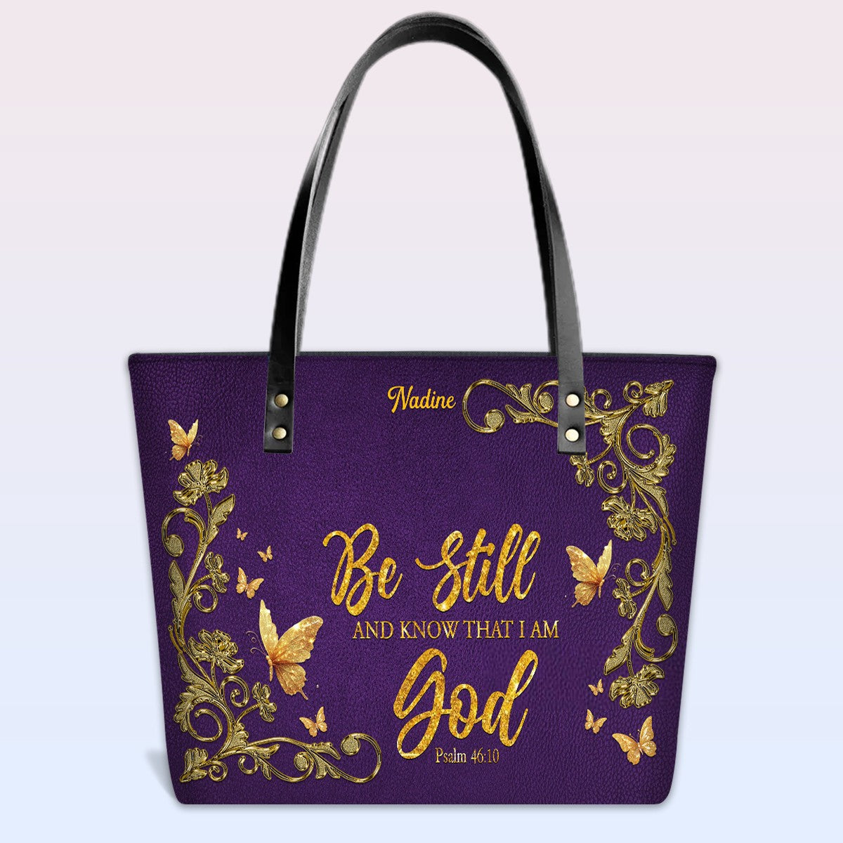 Personalized Leather Tote Bag with Bible Verses – Custom Faith-Inspired Leather TOTE Bag | CHRISTIANARTBAG CAB01040126