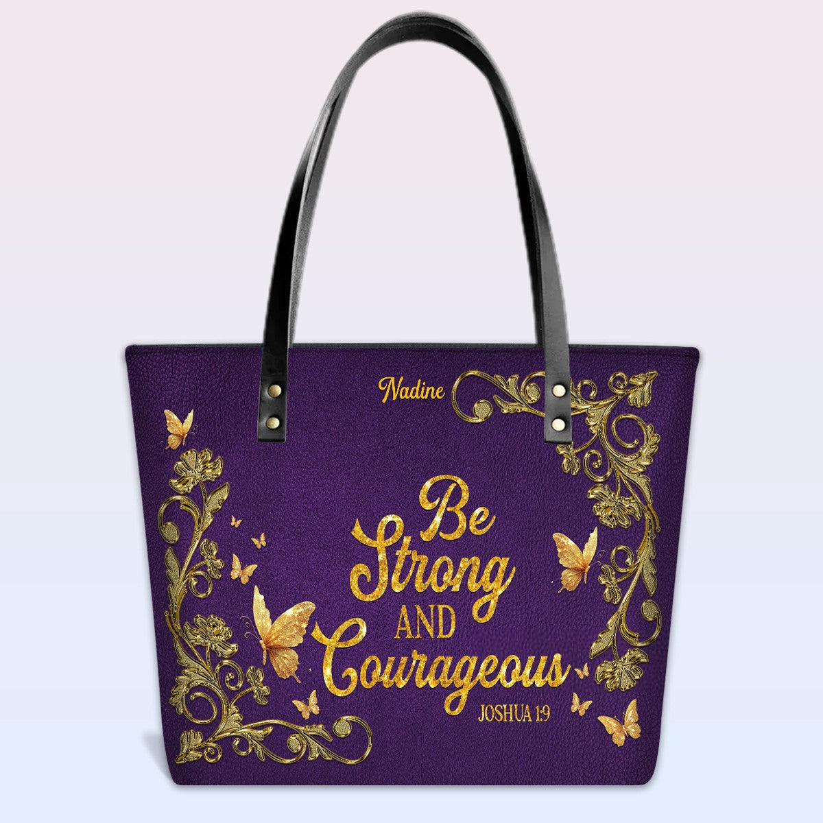 Personalized Leather Tote Bag with Bible Verses – Custom Faith-Inspired Leather TOTE Bag | CHRISTIANARTBAG CAB01040126