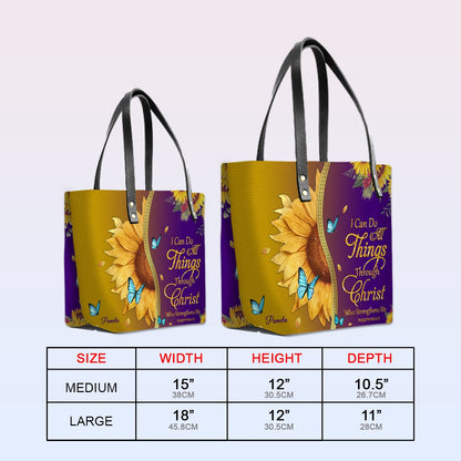 CHRISTIANARTBAG Personalized Leather Tote Bag - Custom Bible Verse Sunflower Purple Shoulder Bag - Inspirational Religious Gift for Women