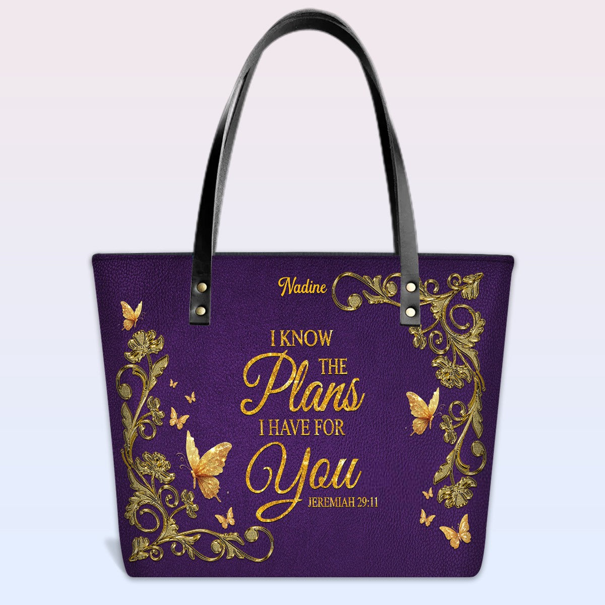 Personalized Leather Tote Bag with Bible Verses – Custom Faith-Inspired Leather TOTE Bag | CHRISTIANARTBAG CAB01040126