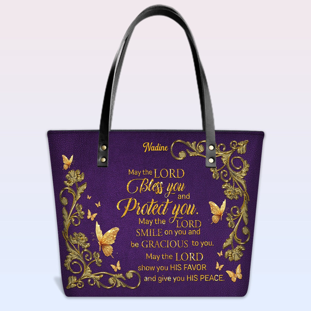 Personalized Leather Tote Bag with Bible Verses – Custom Faith-Inspired Leather TOTE Bag | CHRISTIANARTBAG CAB01040126