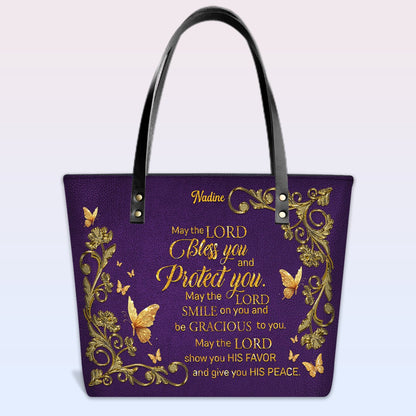 Personalized Leather Tote Bag with Bible Verses – Custom Faith-Inspired Leather TOTE Bag | CHRISTIANARTBAG CAB01040126