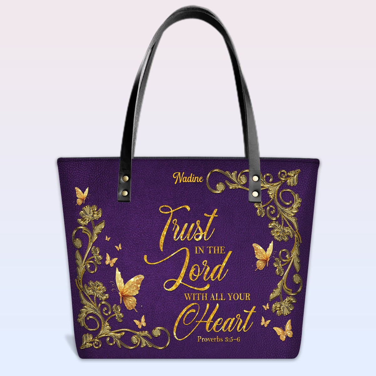 Personalized Leather Tote Bag with Bible Verses – Custom Faith-Inspired Leather TOTE Bag | CHRISTIANARTBAG CAB01040126