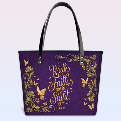 Personalized Leather Tote Bag with Bible Verses – Custom Faith-Inspired Leather TOTE Bag | CHRISTIANARTBAG CAB01040126
