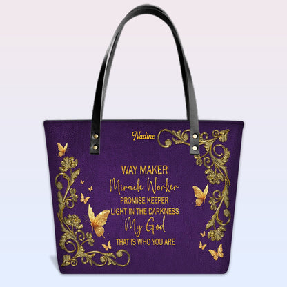 Personalized Leather Tote Bag with Bible Verses – Custom Faith-Inspired Leather TOTE Bag | CHRISTIANARTBAG CAB01040126