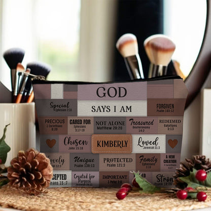 Personalized Christian Cosmetic Bag – Custom Name Makeup Bag with Bible Verses | CHRISTIANARTBAG