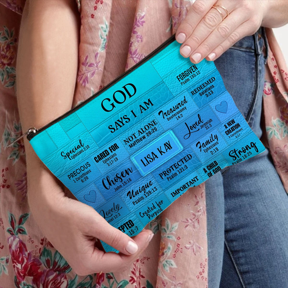 Personalized Christian Cosmetic Bag – Custom Name Makeup Bag with Bible Verses | CHRISTIANARTBAG