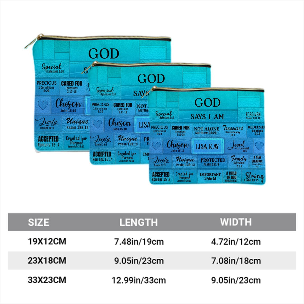 Personalized Christian Cosmetic Bag – Custom Name Makeup Bag with Bible Verses | CHRISTIANARTBAG