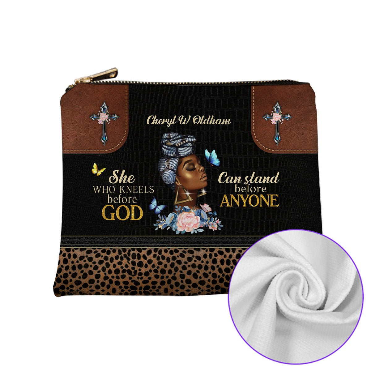 Personalized Christian Cosmetic Bag – Custom Name Makeup Bag with Faith Quote | CHRISTIANARTBAG