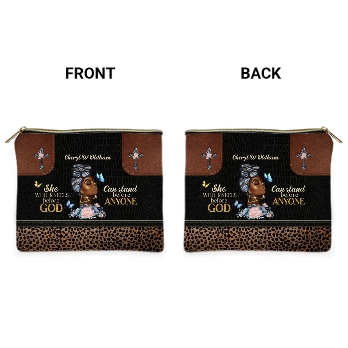Personalized Christian Cosmetic Bag – Custom Name Makeup Bag with Faith Quote | CHRISTIANARTBAG