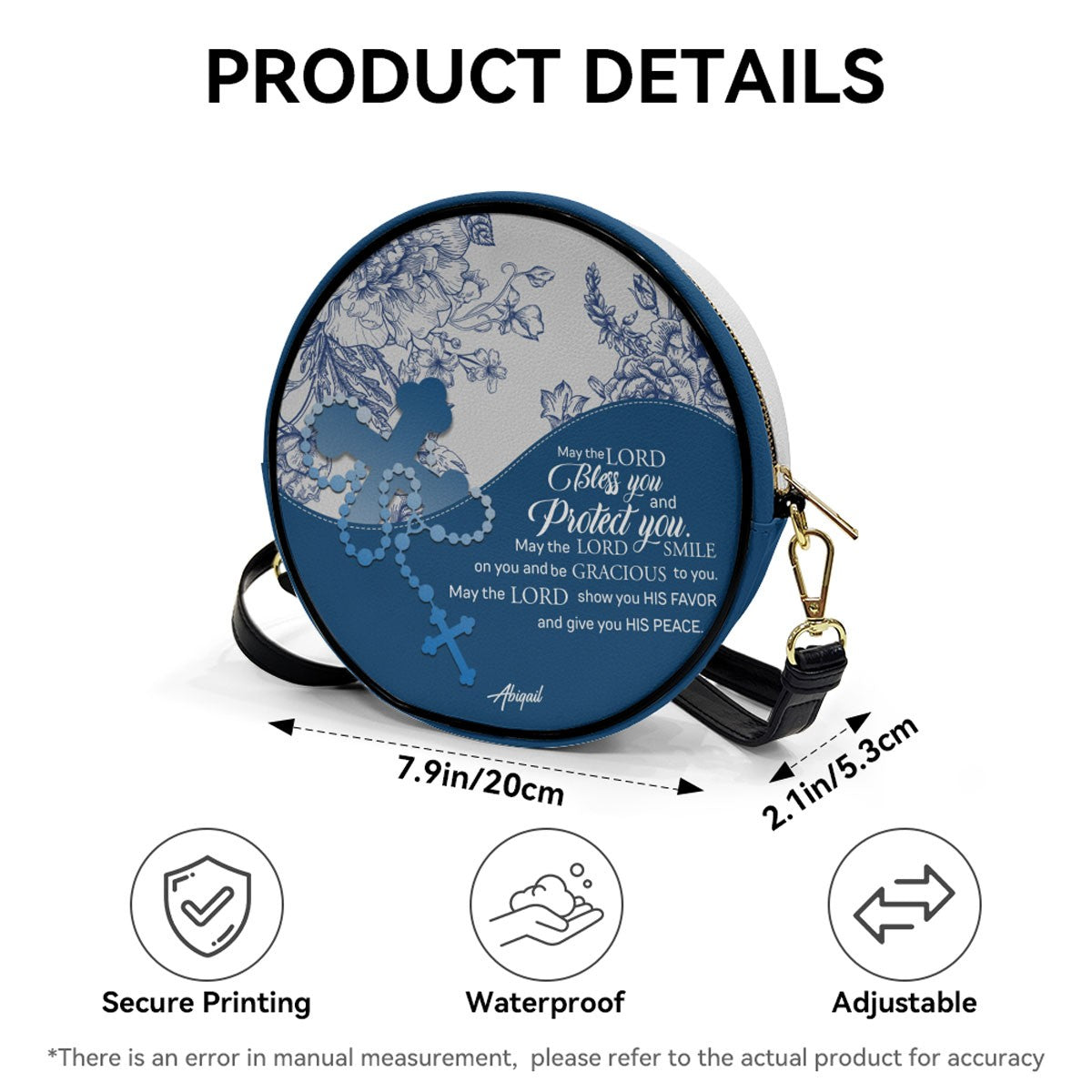 Personalized Circle Leather Crossbody Bag – Custom Name, Color & Bible Verse | CHRISTIANARTBAG