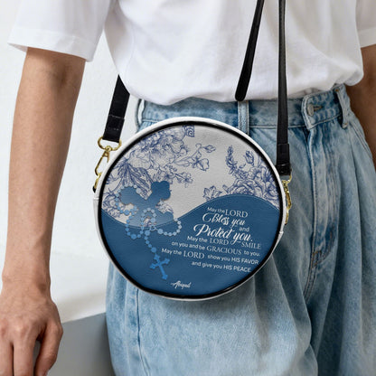 Personalized Circle Leather Crossbody Bag – Custom Name, Color & Bible Verse | CHRISTIANARTBAG