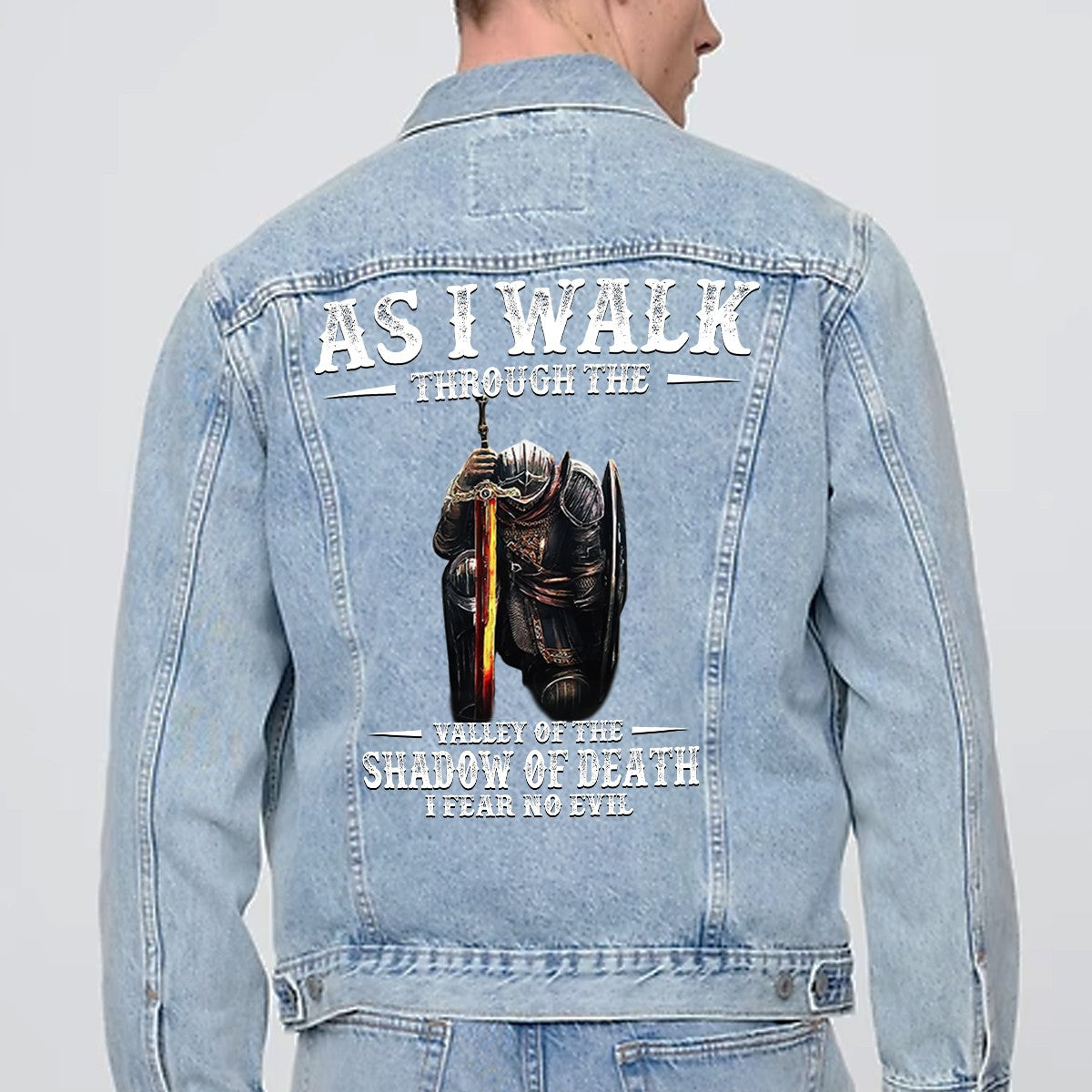Personalized Christian Denim Jacket – Custom Warrior of Christ Jean Jacket | CHRISTIANARTBAG