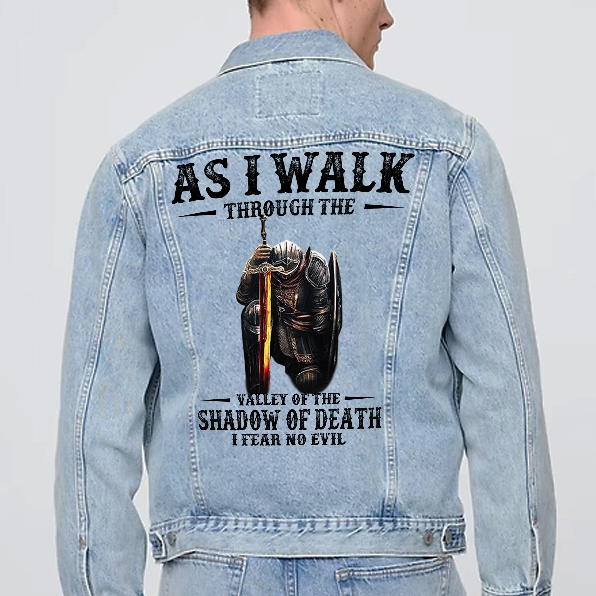 Personalized Christian Denim Jacket – Custom Warrior of Christ Jean Jacket | CHRISTIANARTBAG