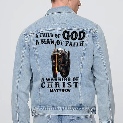 Personalized Christian Denim Jacket – Custom Warrior of Christ Jean Jacket | CHRISTIANARTBAG