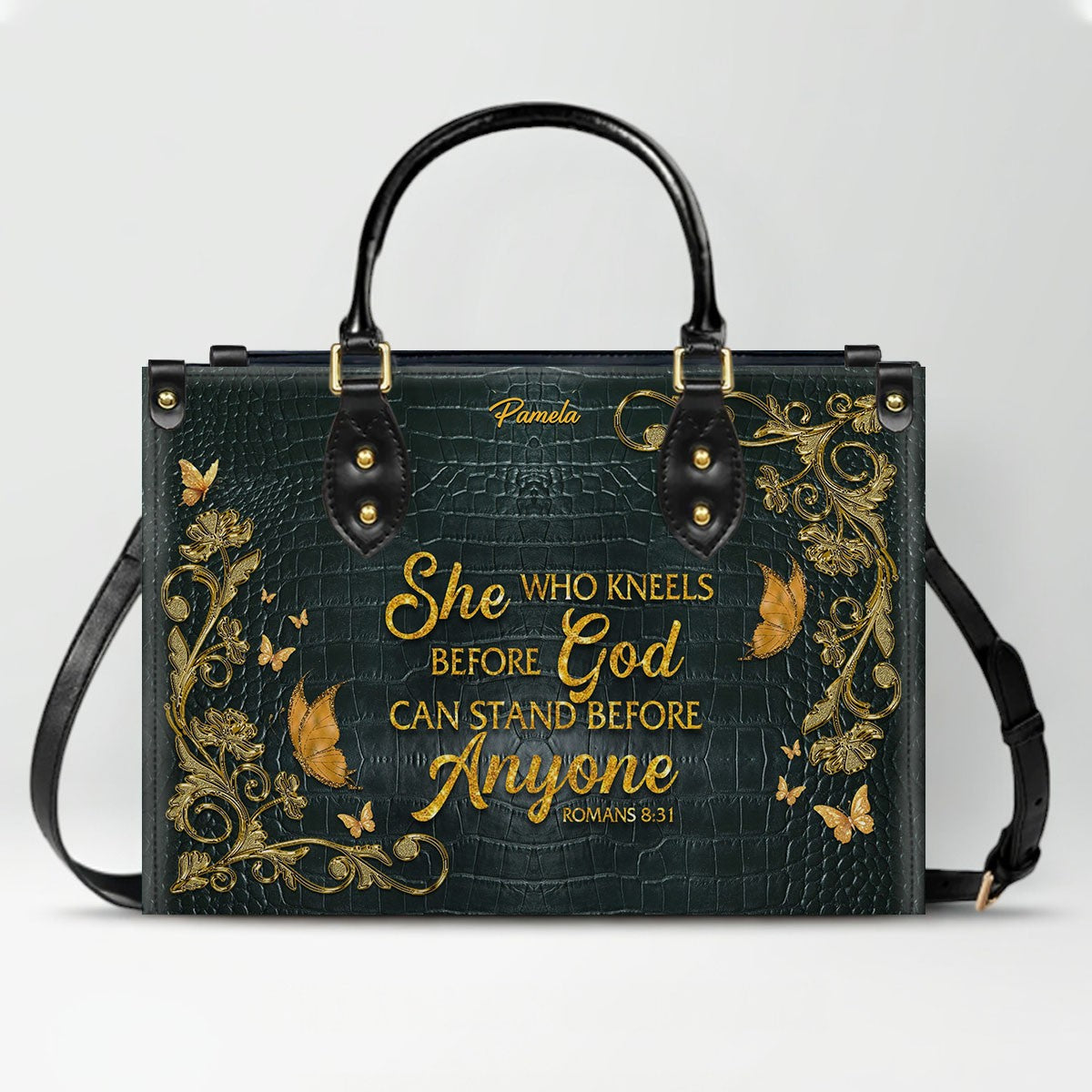 CHRISTIANARTBAG Handbags Albino Croc - Custom Bible Verses Name & Color - Personalized Leather Handbag - CABLTB04012226