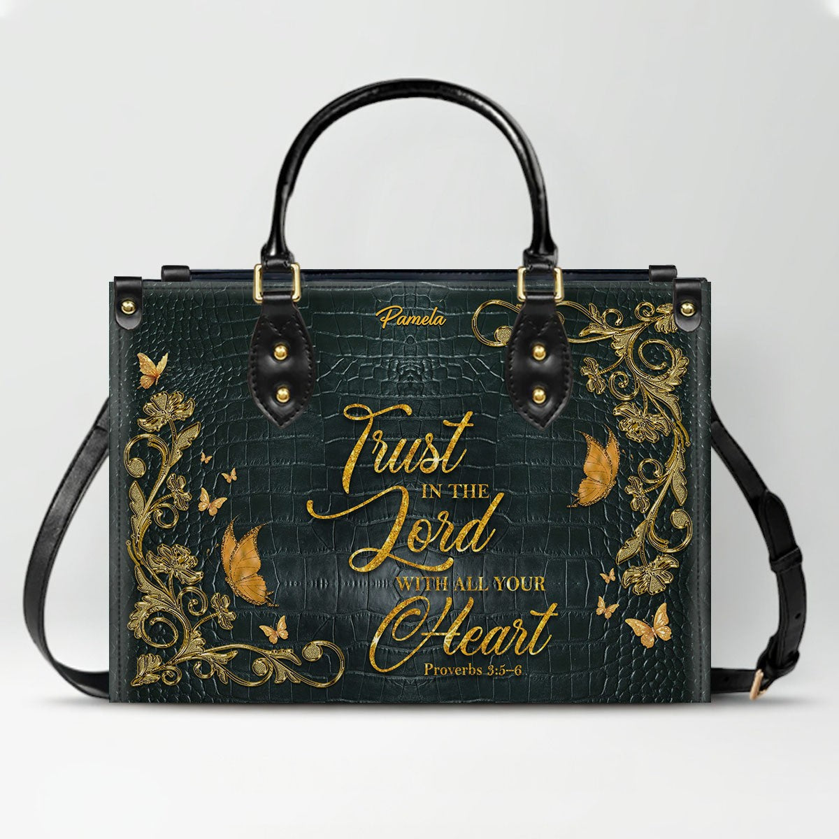 CHRISTIANARTBAG Handbags Albino Croc - Custom Bible Verses Name & Color - Personalized Leather Handbag - CABLTB04012226