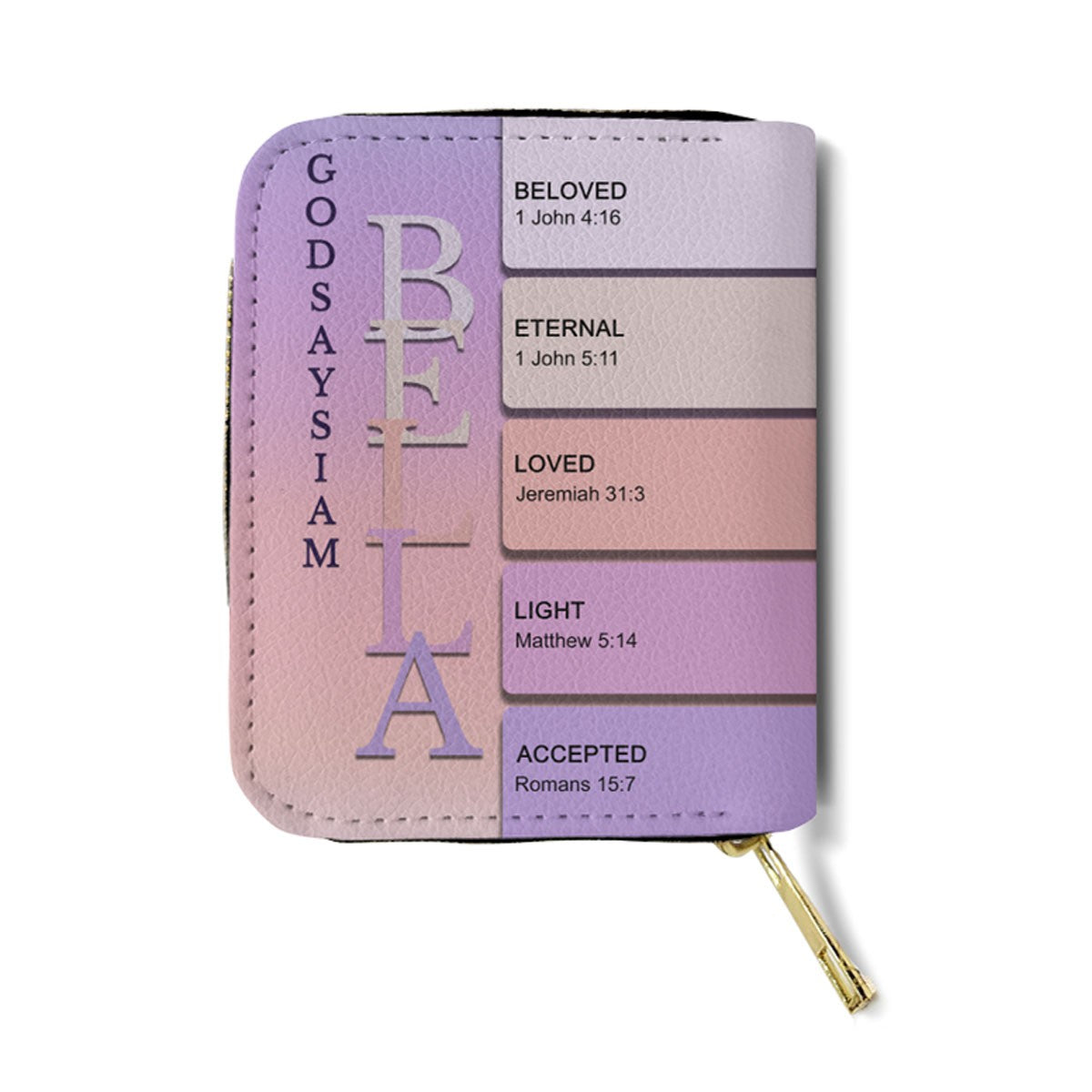 Personalized Mini Leather Wallet with Bible Verse Name Meaning | CHRISTIANARTBAG