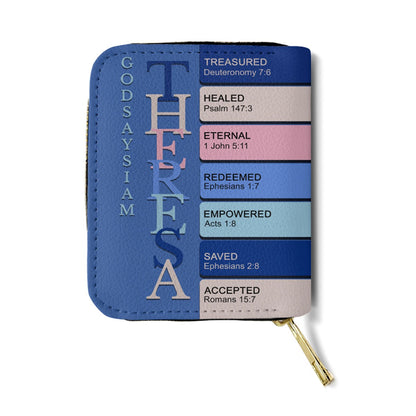 Personalized Mini Leather Wallet with Bible Verse Name Meaning | CHRISTIANARTBAG