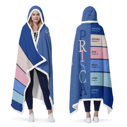 Personalized Wearable Hooded Blanket with Custom Name & Bible Verses – CHRISTIANARTBAG | Adjustable Colors & Christian Gift