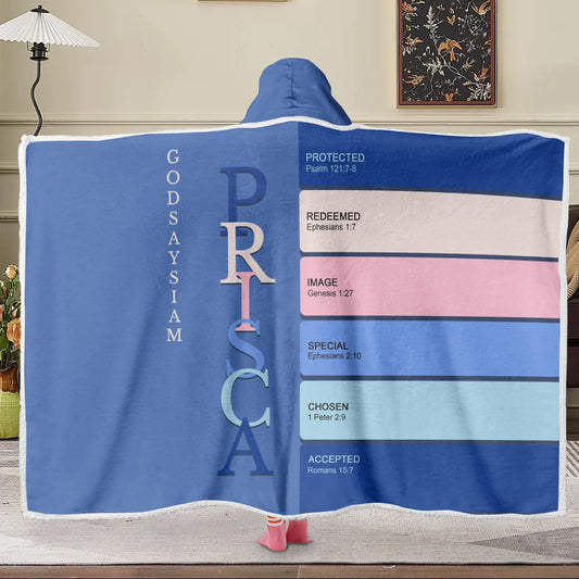 Personalized Wearable Hooded Blanket with Custom Name & Bible Verses – CHRISTIANARTBAG | Adjustable Colors & Christian Gift