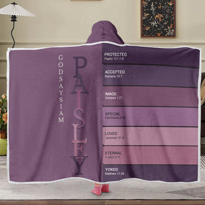 Personalized Wearable Hooded Blanket with Custom Name & Bible Verses – CHRISTIANARTBAG | Adjustable Colors & Christian Gift