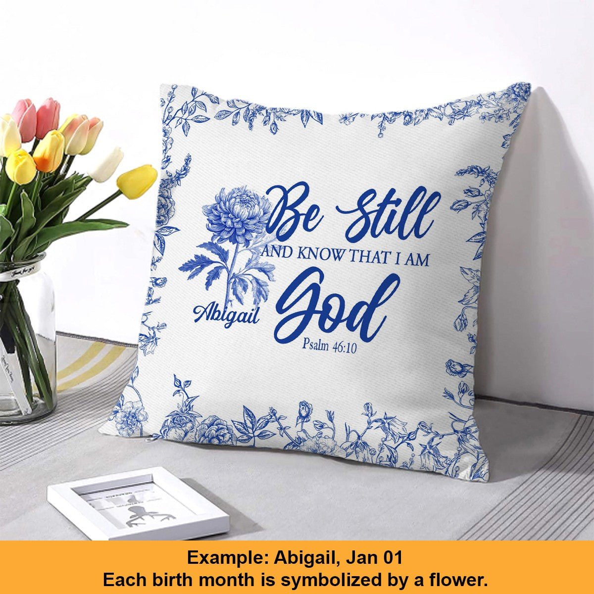 Personalized Christian Pillow with Name & Bible Blessing – Custom Scripture Cushion by CHRISTIANARTBAG