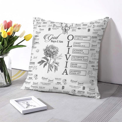 Personalized Christian Pillow with Bible Verses & Birth Month Flower – Custom Name Cushion by CHRISTIANARTBAG