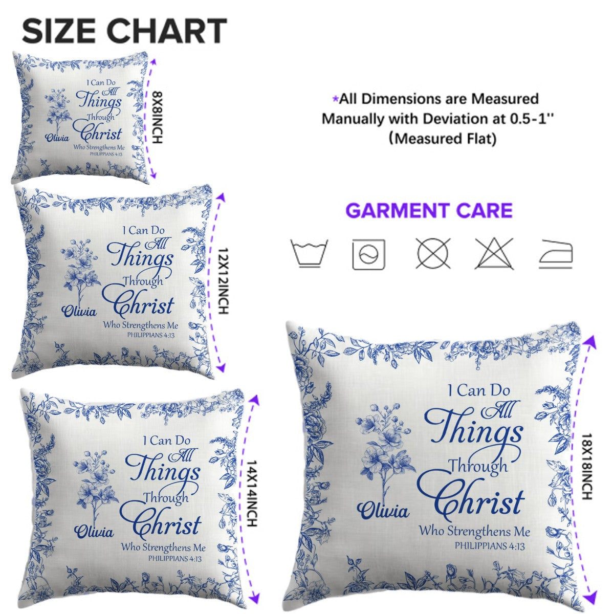 Personalized Christian Pillow with Name & Bible Blessing – Custom Scripture Cushion by CHRISTIANARTBAG