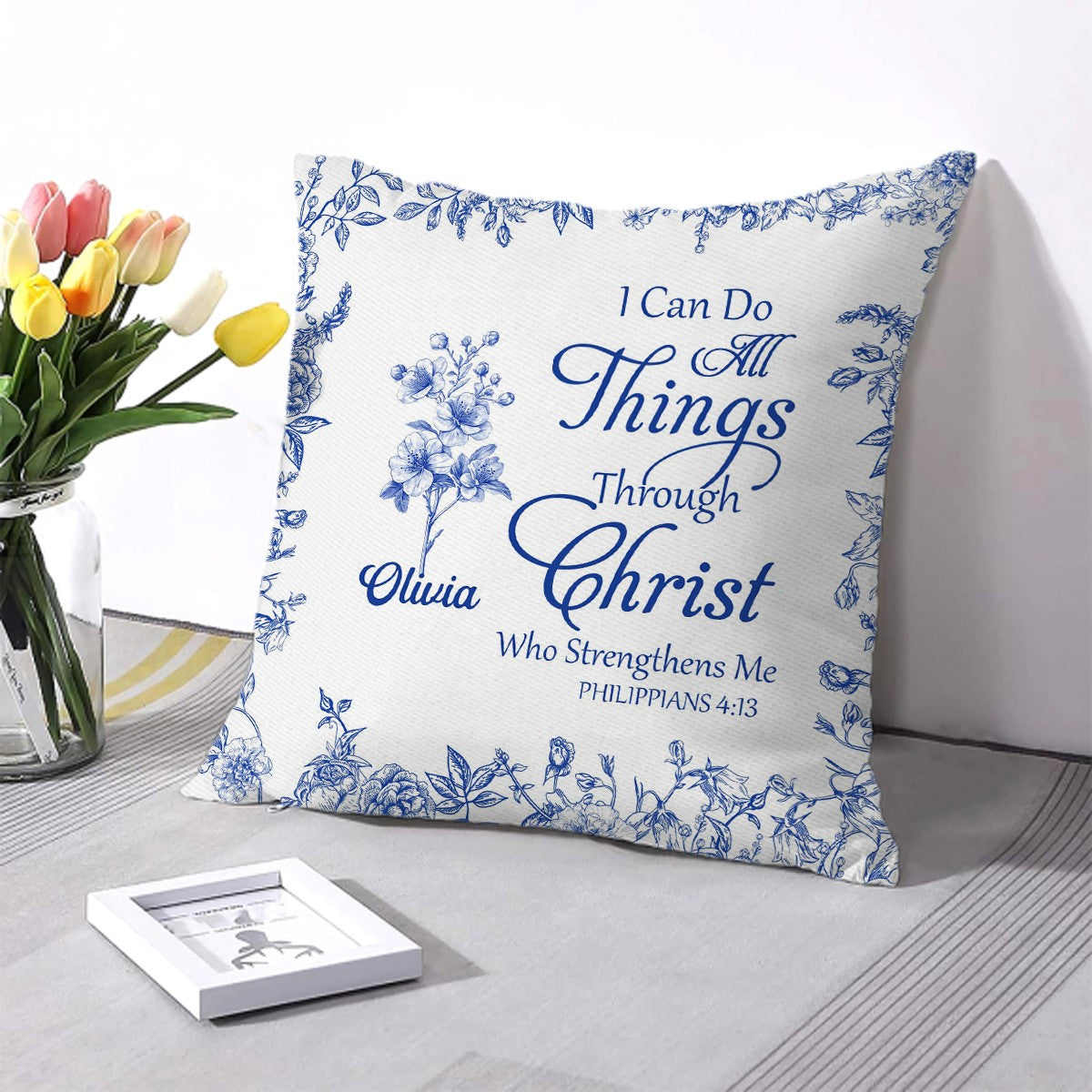 Personalized Christian Pillow with Name & Bible Blessing – Custom Scripture Cushion by CHRISTIANARTBAG