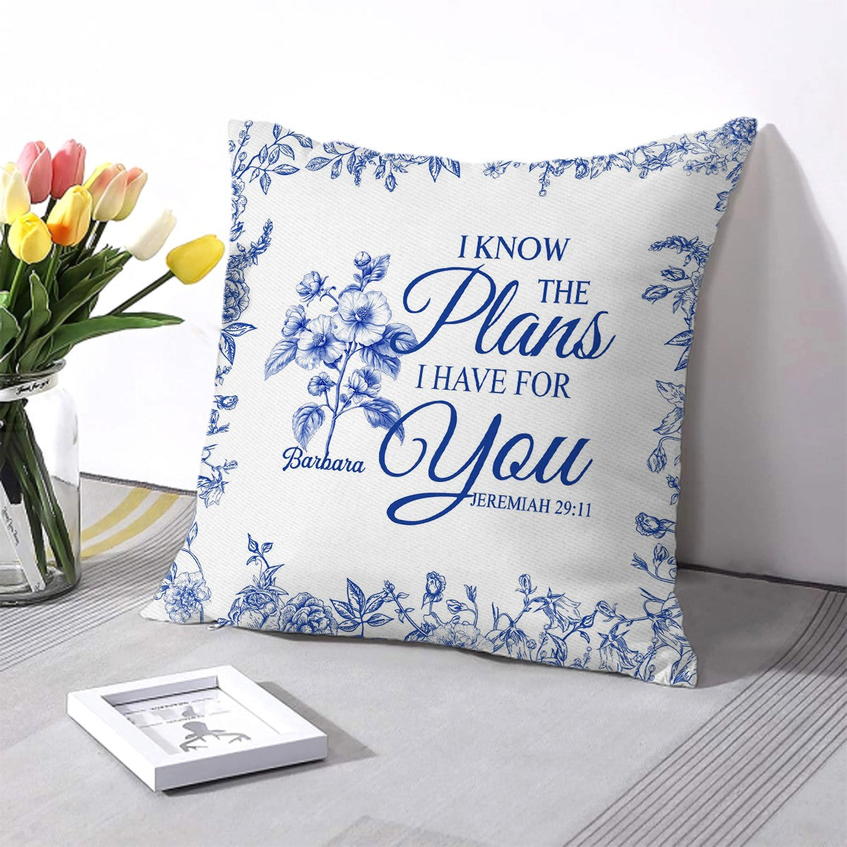 Personalized Christian Pillow with Name & Bible Blessing – Custom Scripture Cushion by CHRISTIANARTBAG