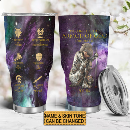 Christianartbag Drinkware, Put On The Full Armor Of God Personalized Tumbler With Handles, Personalized Tumbler With Handles, Tumbler, Christmas Gift, CABDR 01210124. - Christian Art Bag