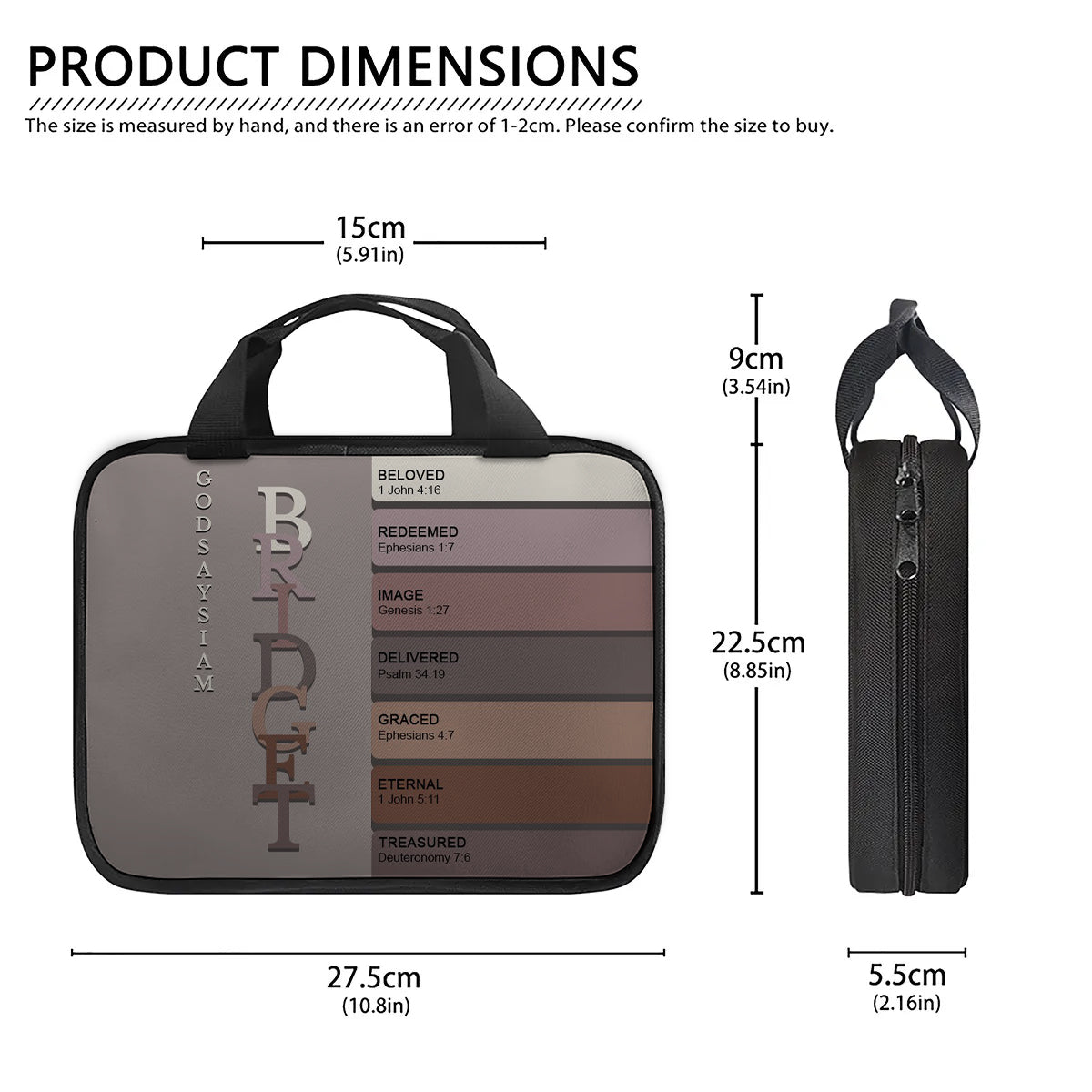 Personalized Canvas Bible Cover with Handle | Custom Christian Book Bag with Zipper | Uncover the sacred meaning of your name