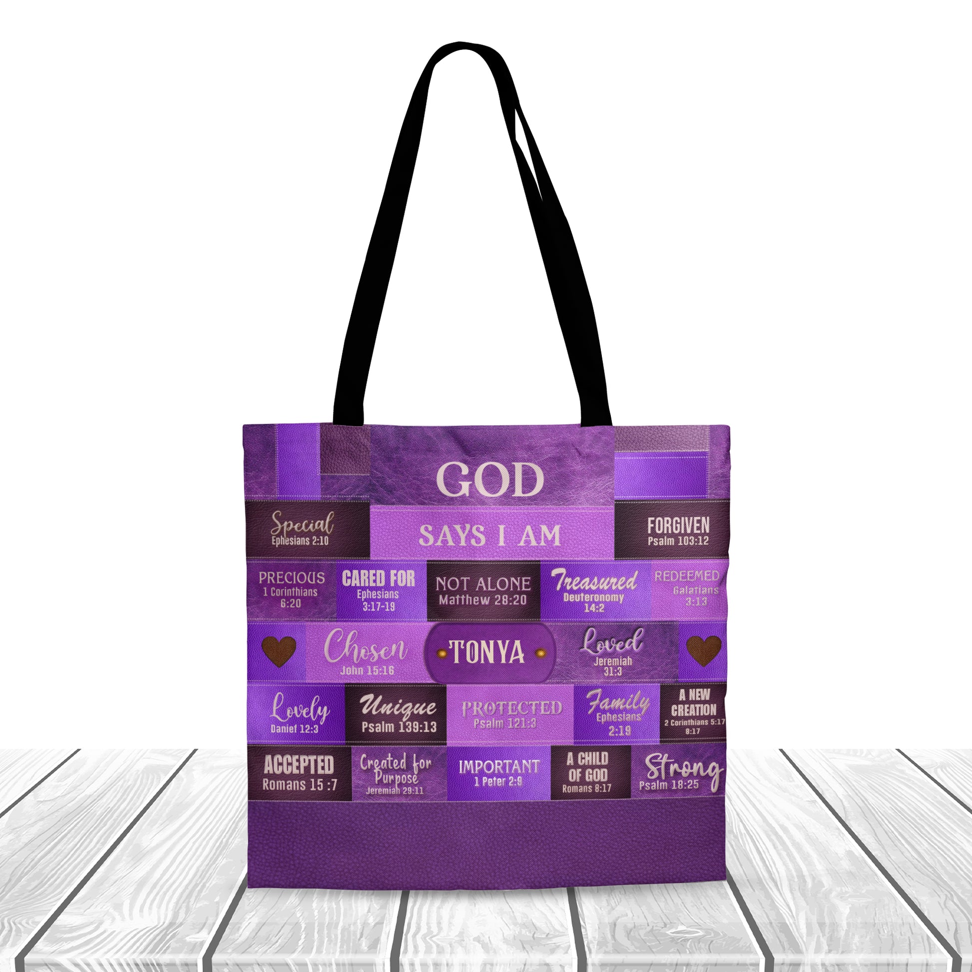 Christianartbag Handbags, God Says I Am Leather Handbag Purple, Personalized Bags, Gifts for Women, Christmas Gift, CABLTB02240923. - Christian Art Bag