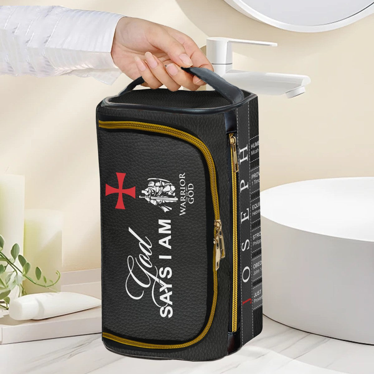 Personalized Christian Toiletry Bag – Custom Name Travel Organizer with Bible Verses | CHRISTIANARTBAG