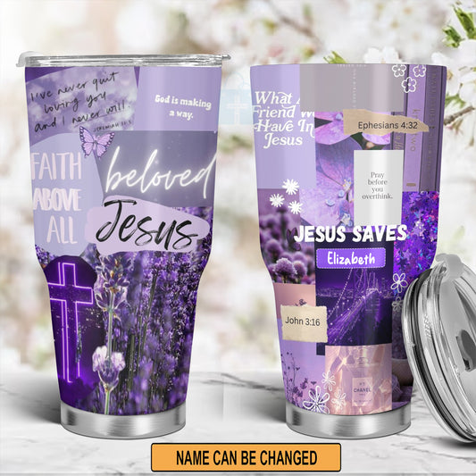 Christianartbag Drinkware, Daily Bible Personalized Tumbler , Personalized Mug, Purple Pink Tumbler, Christian Gift, CABTB12160823. - Christian Art Bag