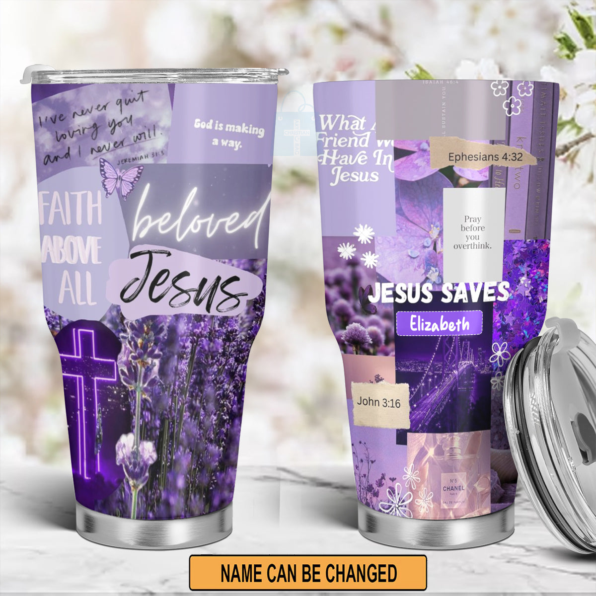 Christianartbag Drinkware, Daily Bible Personalized Tumbler , Personalized Mug, Purple Pink Tumbler, Christian Gift, CABTB12160823. - Christian Art Bag