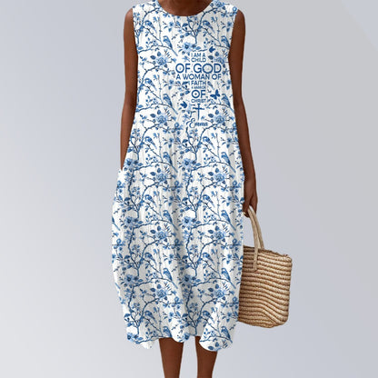 Personalized Christian Floral Summer Dress – I Am A Child Of GOD A Woman Of Faith Maxi Dress