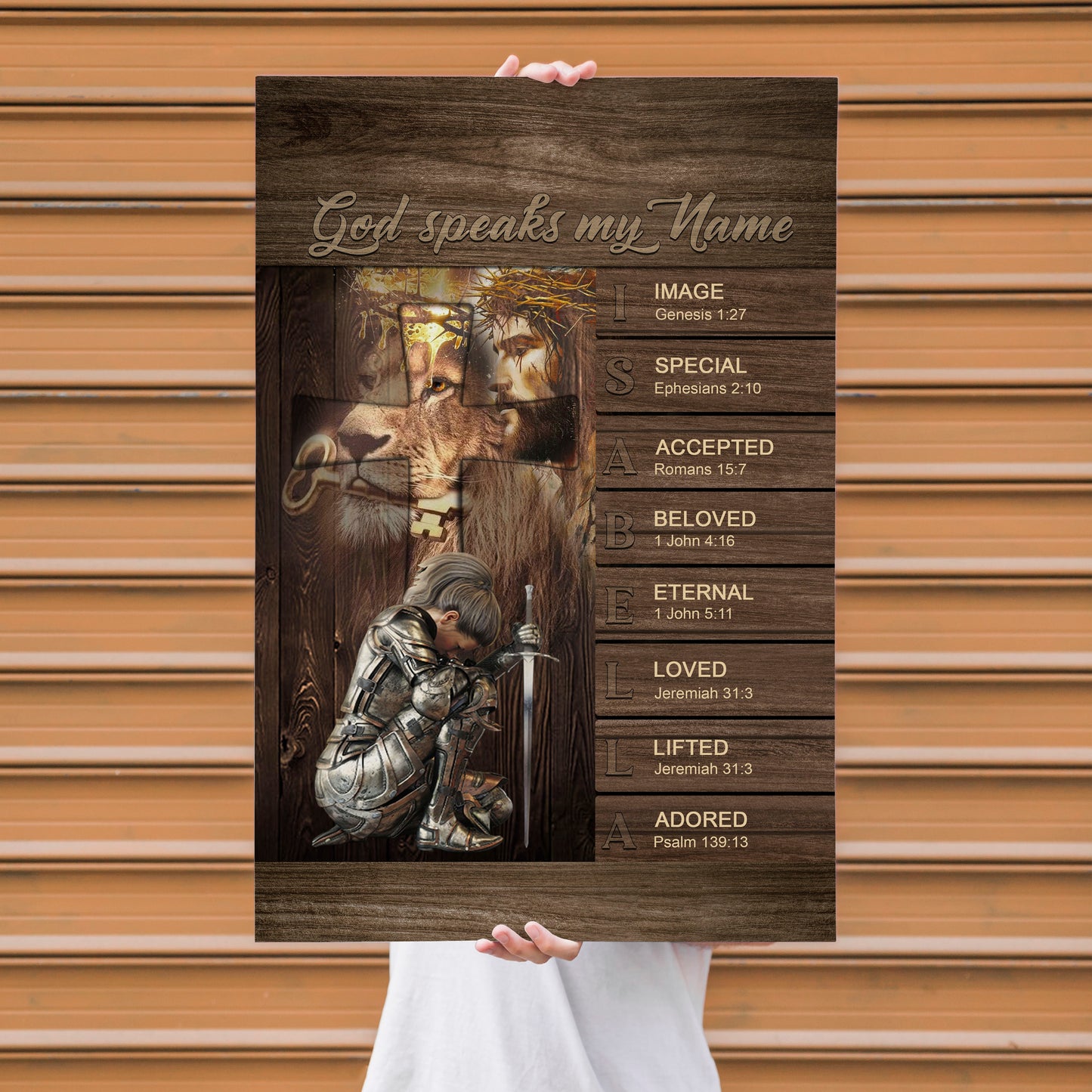 Personalized Christian Wall Art – ‘God Speaks My Name’ Poster with Bible Verses | Custom Name & Skin Tone | Each Letter Represents a Word from God