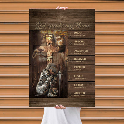 Personalized Christian Wall Art – ‘God Speaks My Name’ Poster with Bible Verses | Custom Name & Skin Tone | Each Letter Represents a Word from God