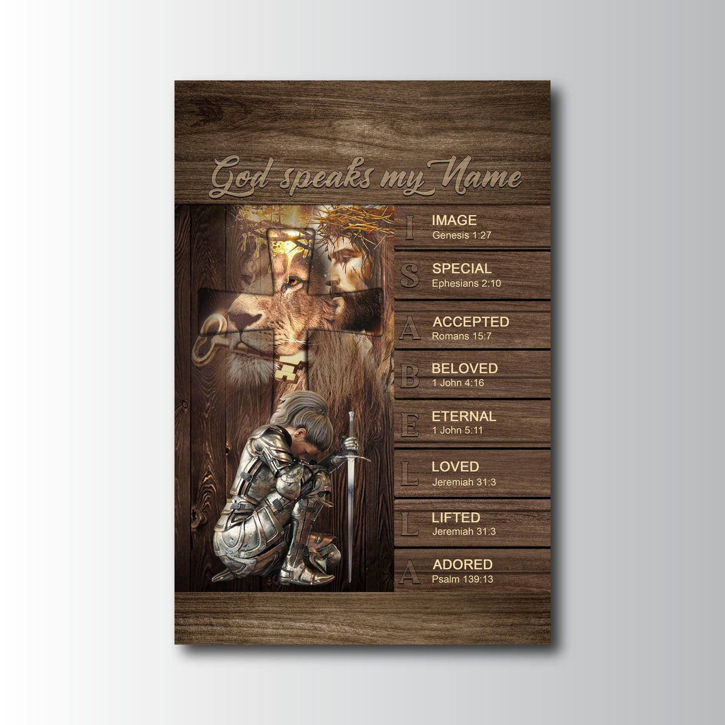 Personalized Christian Wall Art – ‘God Speaks My Name’ Poster with Bible Verses | Custom Name & Skin Tone | Each Letter Represents a Word from God