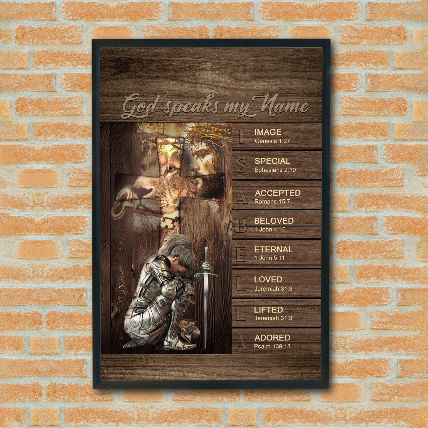 Personalized Christian Wall Art – ‘God Speaks My Name’ Poster with Bible Verses | Custom Name & Skin Tone | Each Letter Represents a Word from God