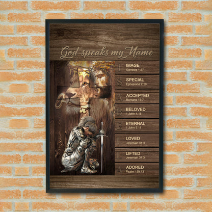Personalized Christian Wall Art – ‘God Speaks My Name’ Poster with Bible Verses | Custom Name & Skin Tone | Each Letter Represents a Word from God